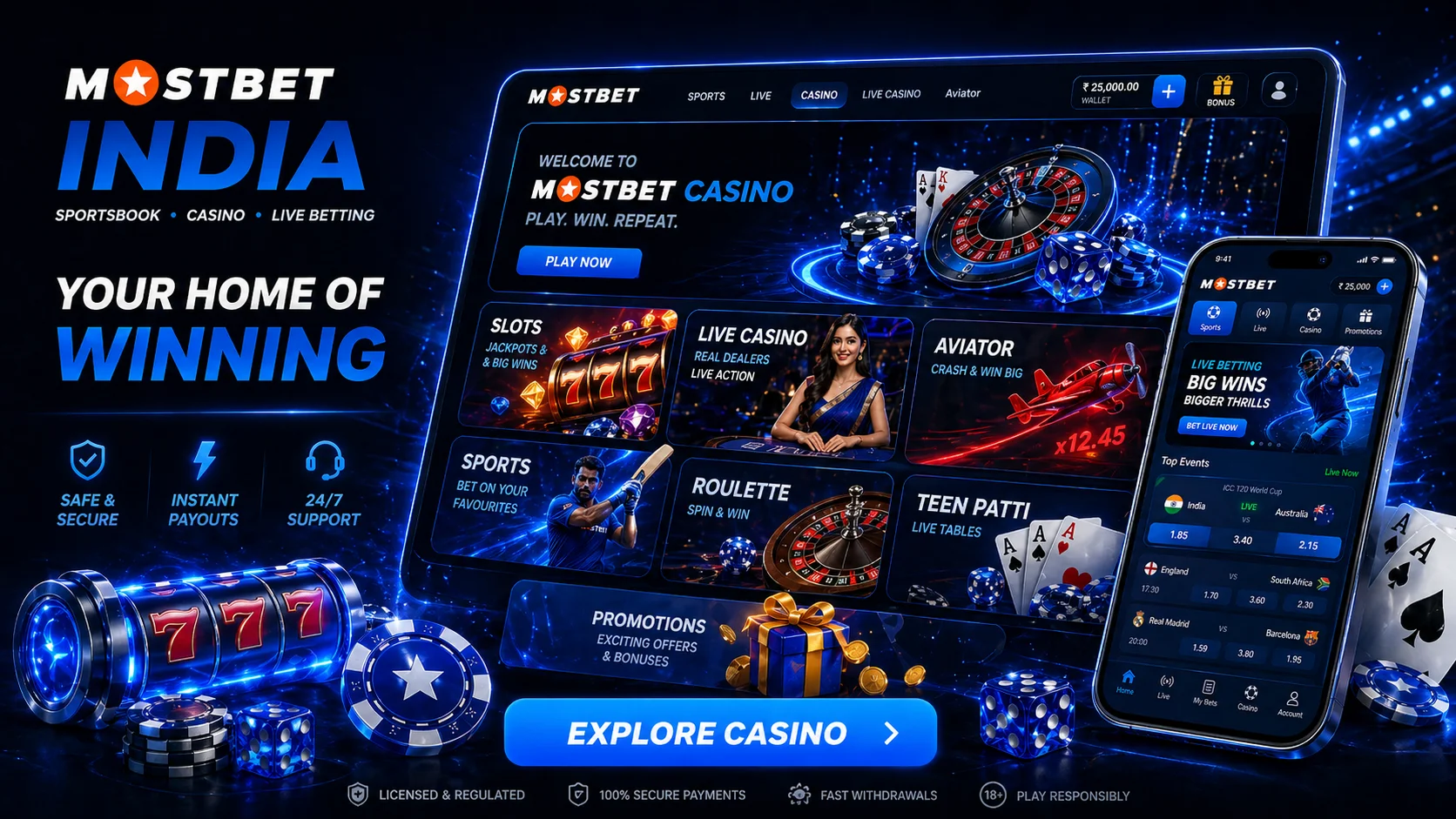 Mostbet India casino lobby overview