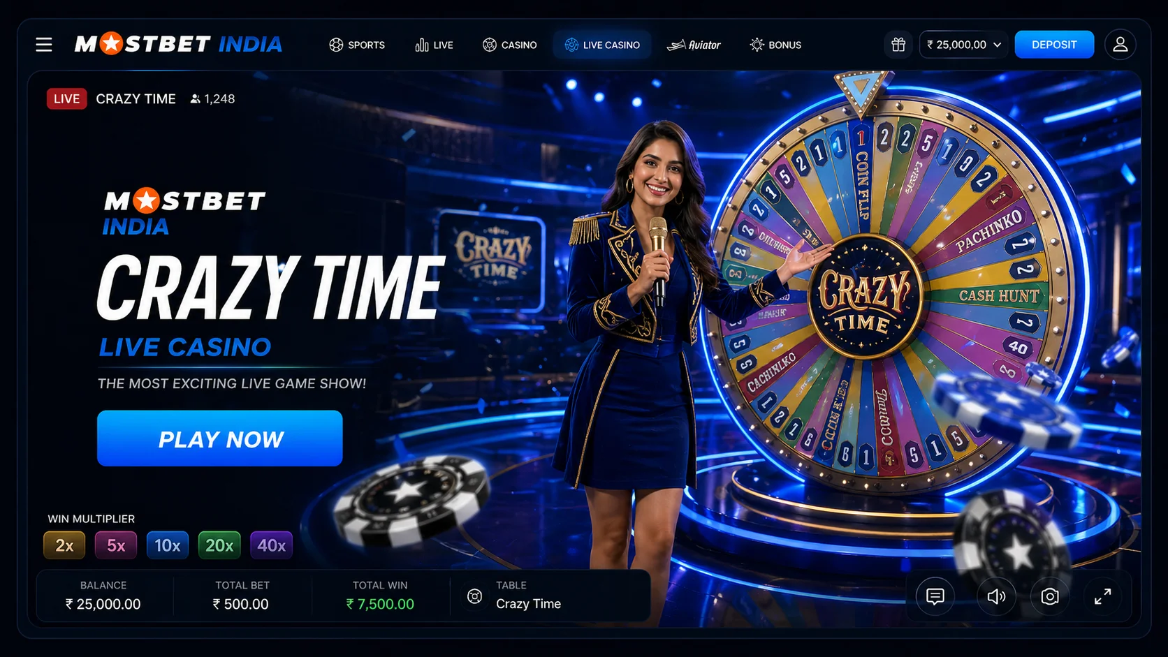 Play Crazy Time at Mostbet India