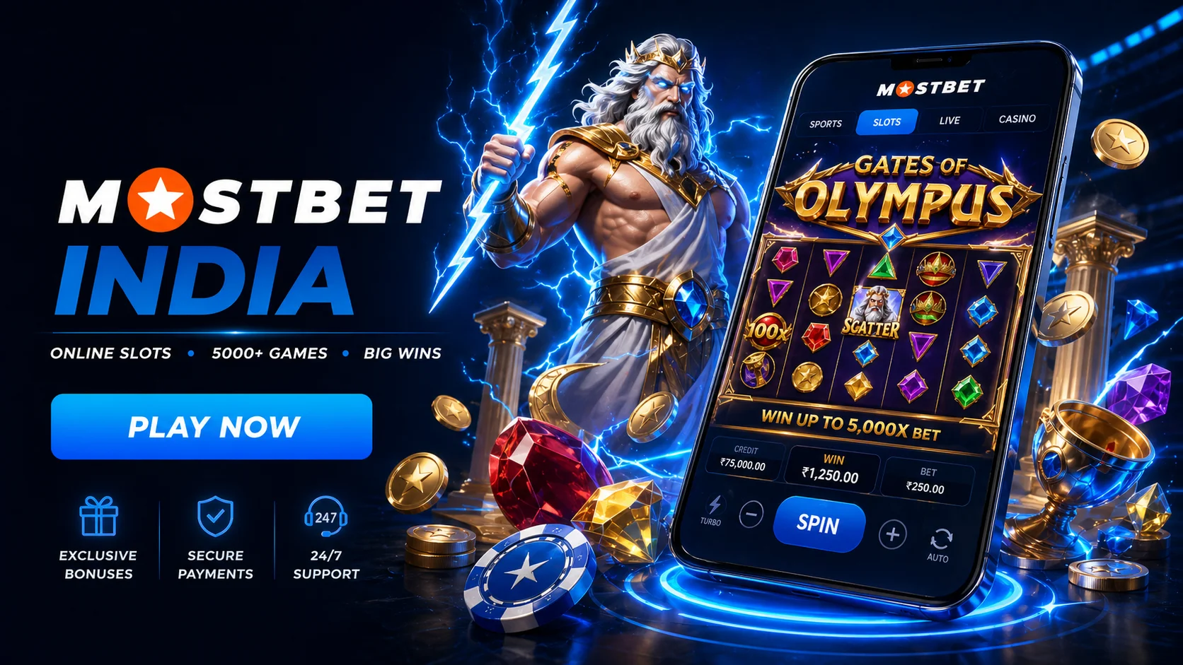 Gates of Olympus slot at Mostbet India